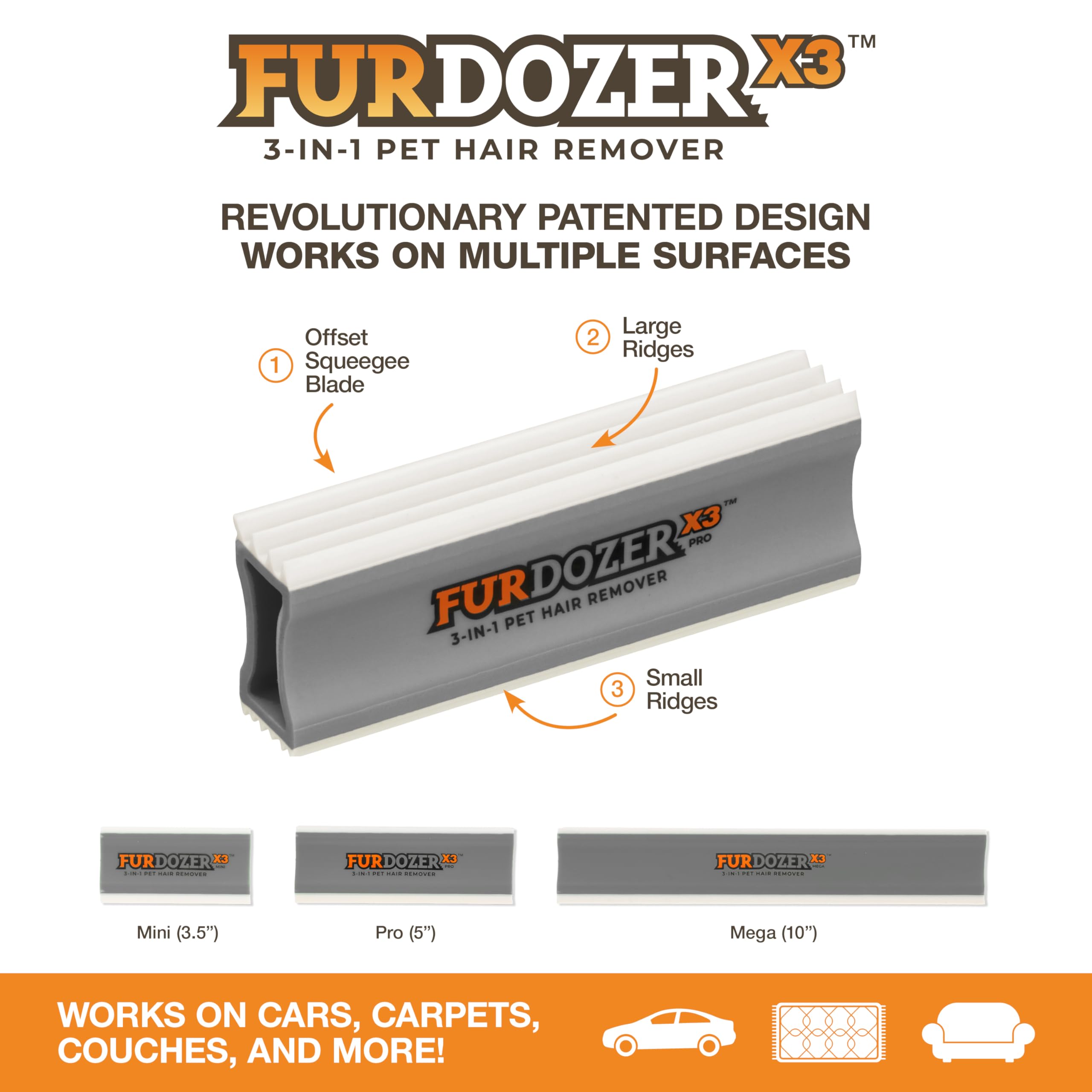 FurDozer con puntas de raspado para pelos incrustados en tapicería.