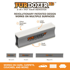 FurDozer con puntas de raspado para pelos incrustados en tapicería.