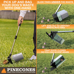 Diseno mejorado de Lift N’ Bag facilita recoger residuos sin esfuerzo.