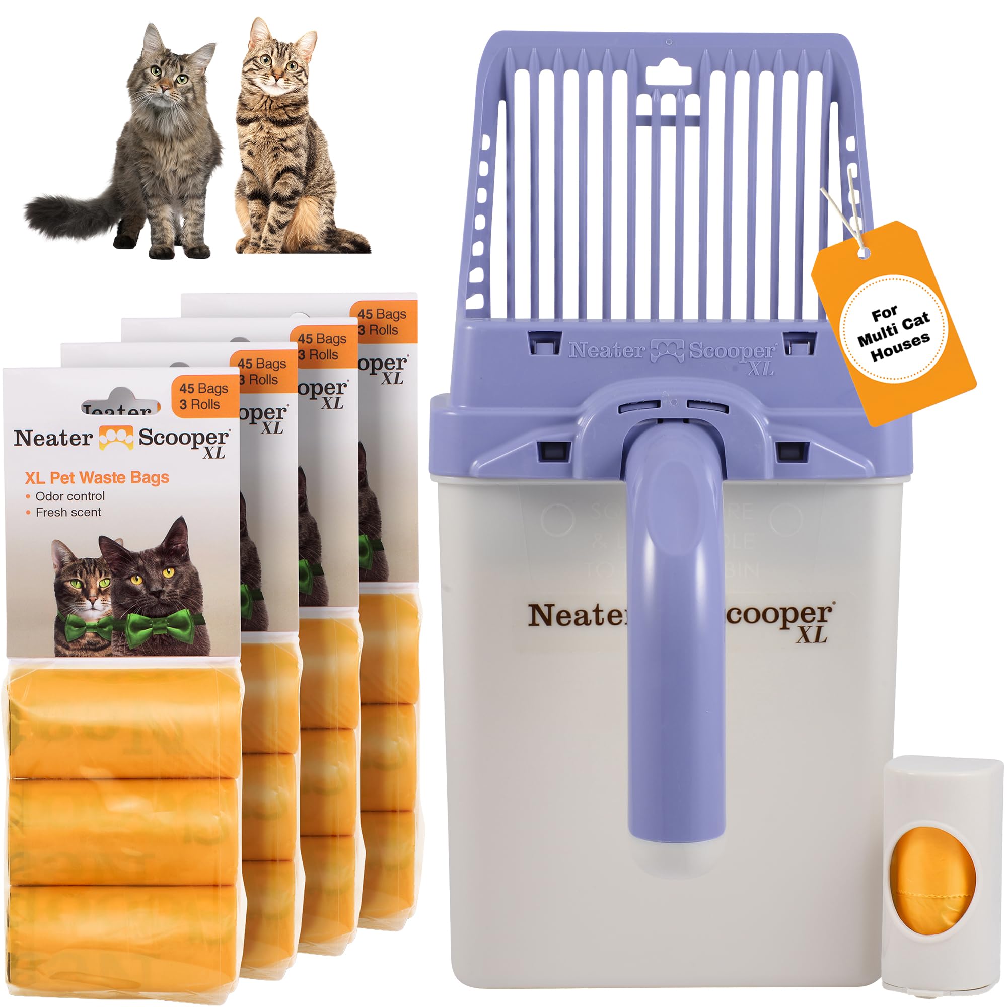 Neater Scooper XL para arena de gatos con apertura amplia que reduce derrames.