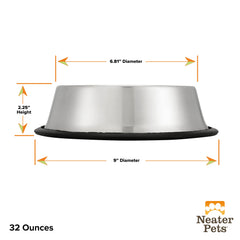 Cuenco de acero inoxidable de Neater Pet Brands disponible en rojo, azul o negro