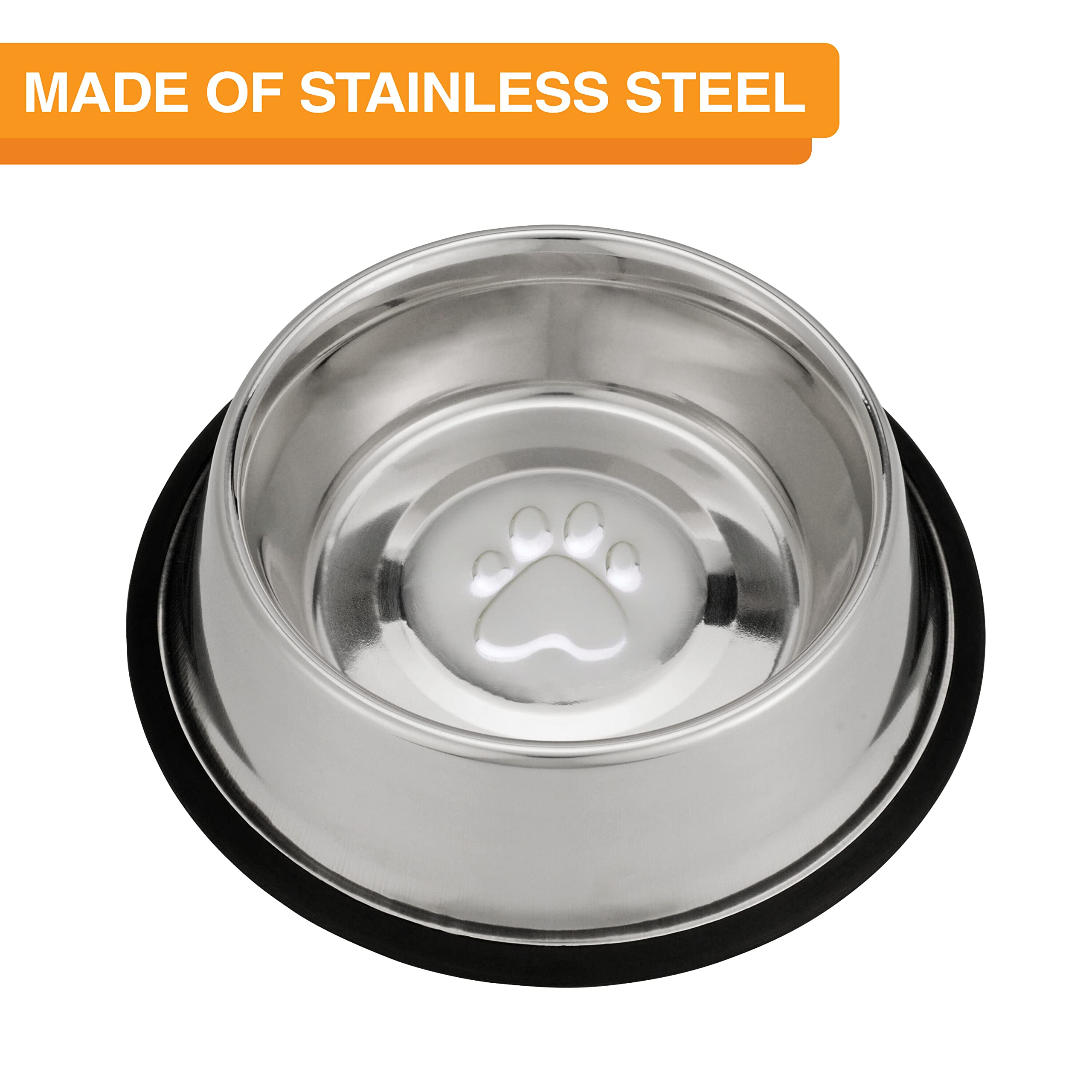 Cuenco de acero inoxidable con huella embosada central de Neater Pet Brands