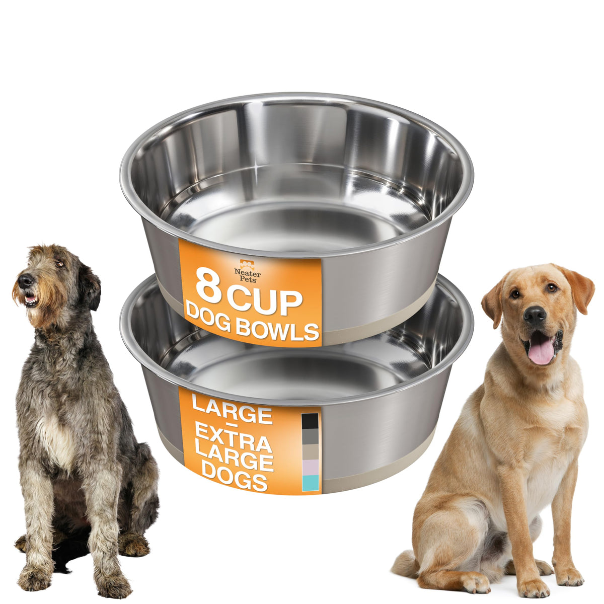 Cuenco de Neater Pet Brands inoxidable con base antideslizante para evitar derrames.
