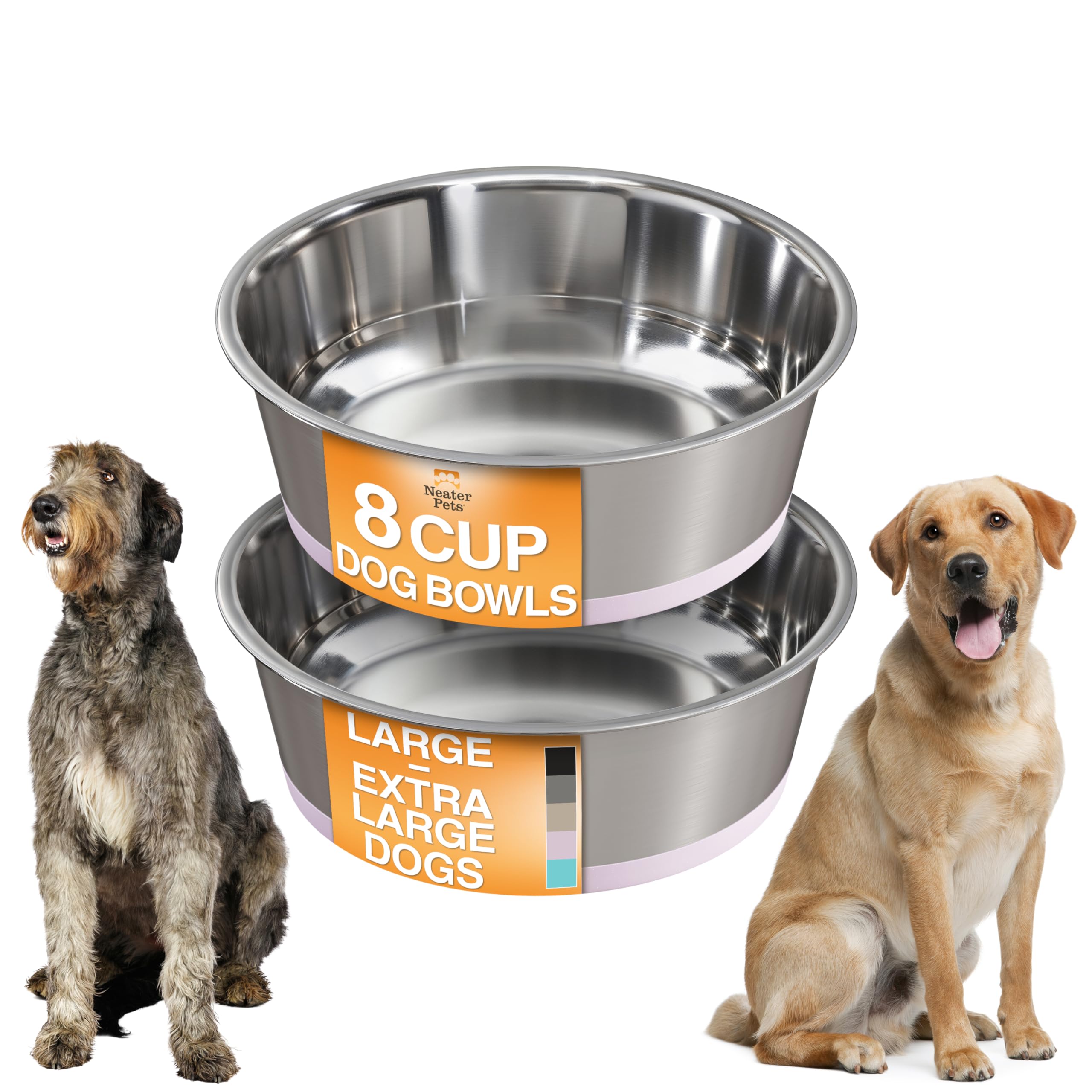 Neater Pet Brands tazón de acero inoxidable de 8 tazas en rosa para perros grandes