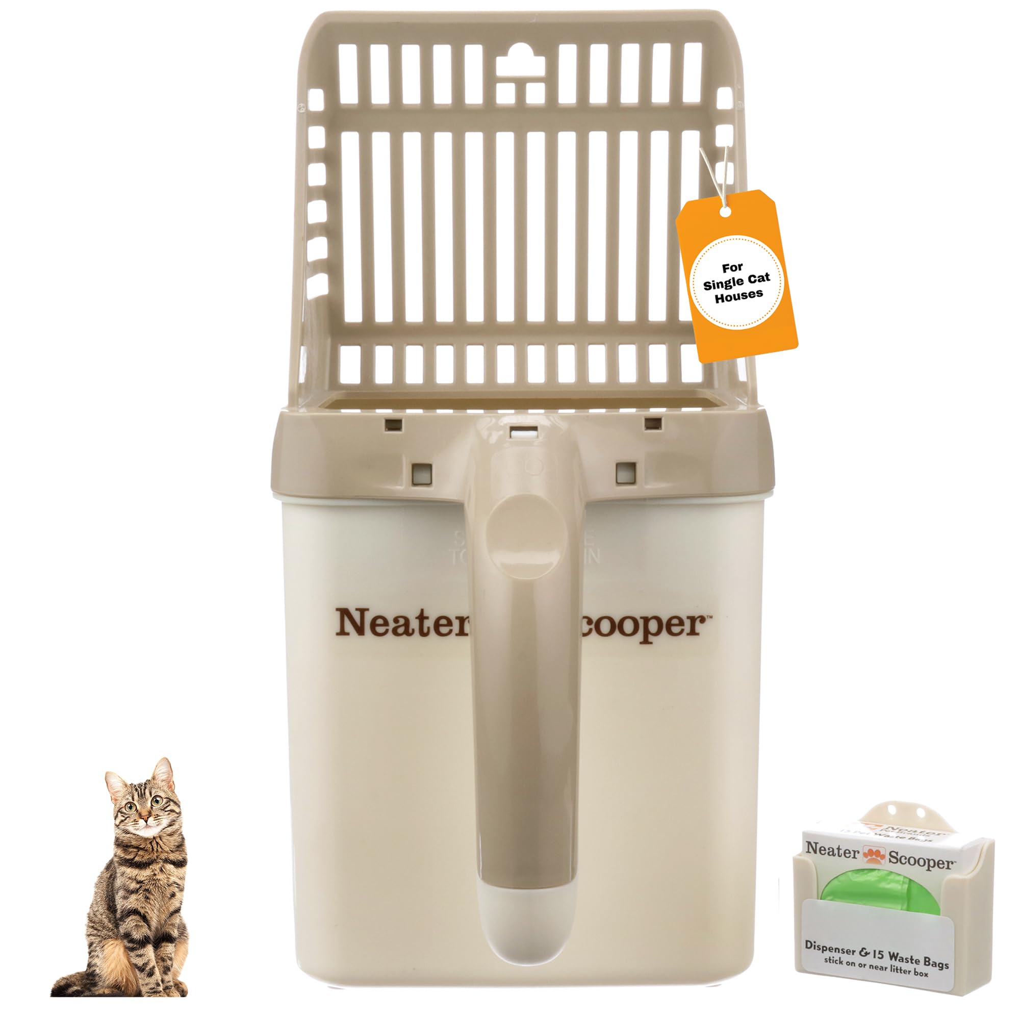 Neater Scooper estandar para caja de arena, bolsa de recambio incluida, limpieza sin derrames.