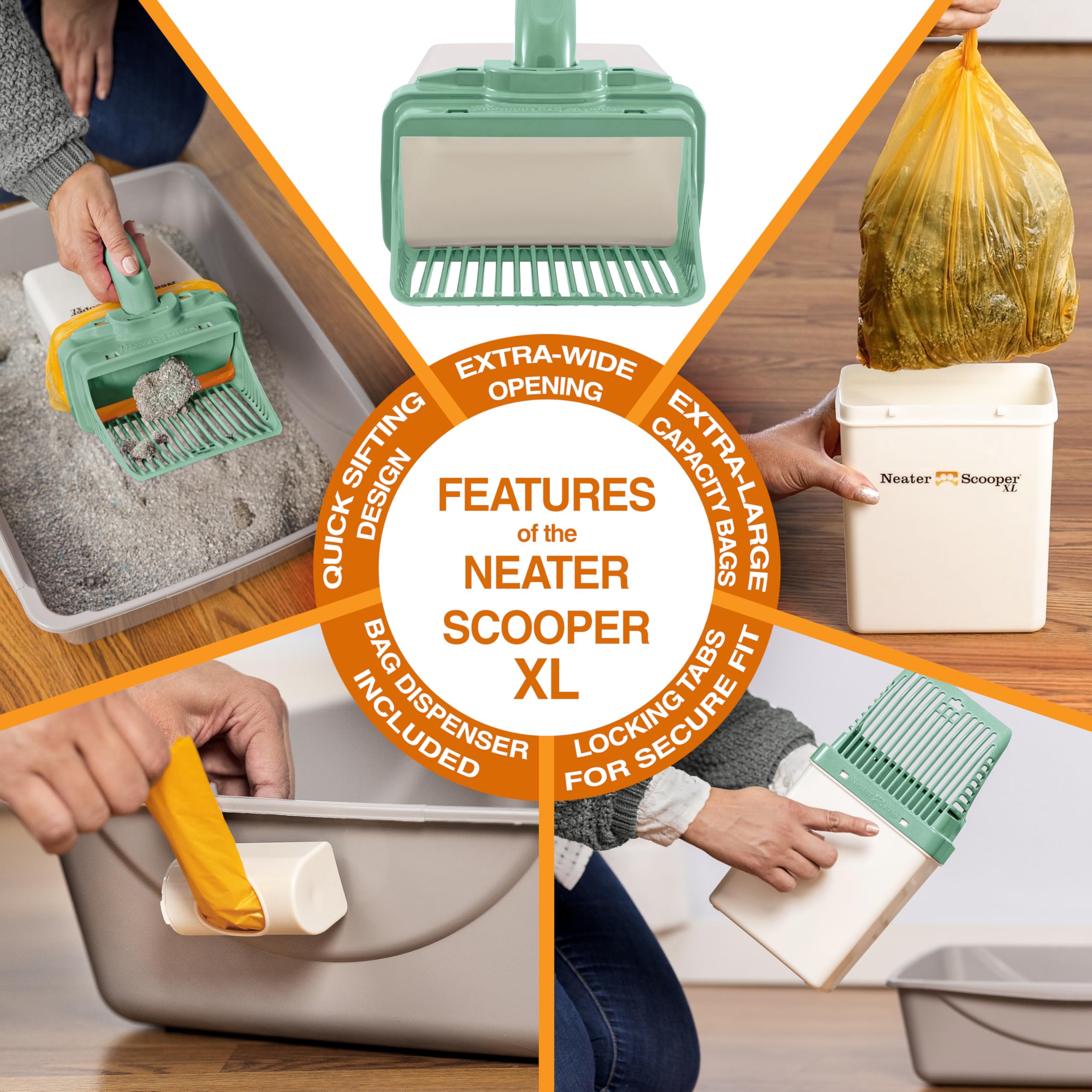 Neater Scooper XL apertura amplia para grumos grandes.