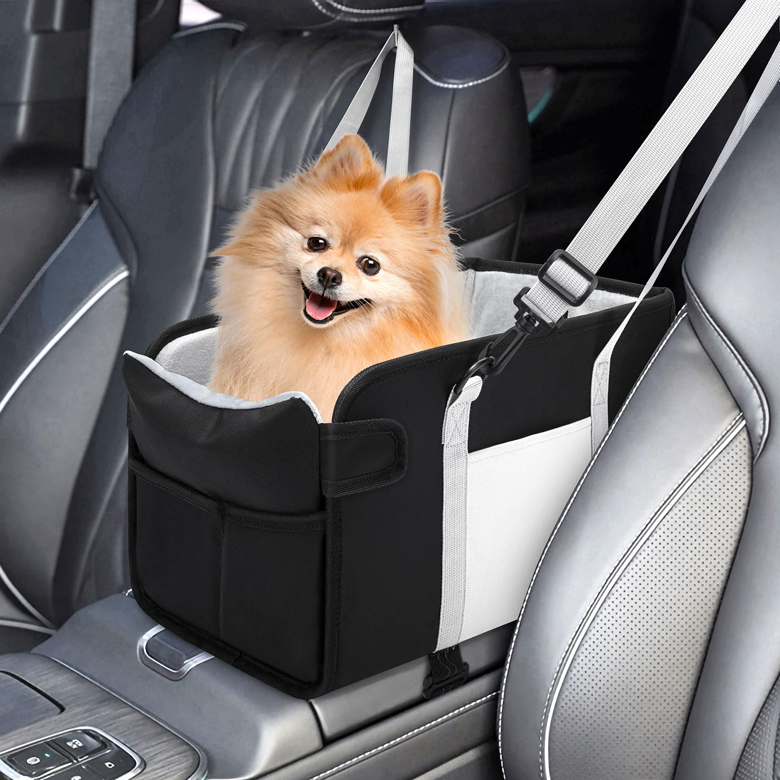 NECKORY asiento para perros pequeños, vista al exterior para seguridad y comodidad.