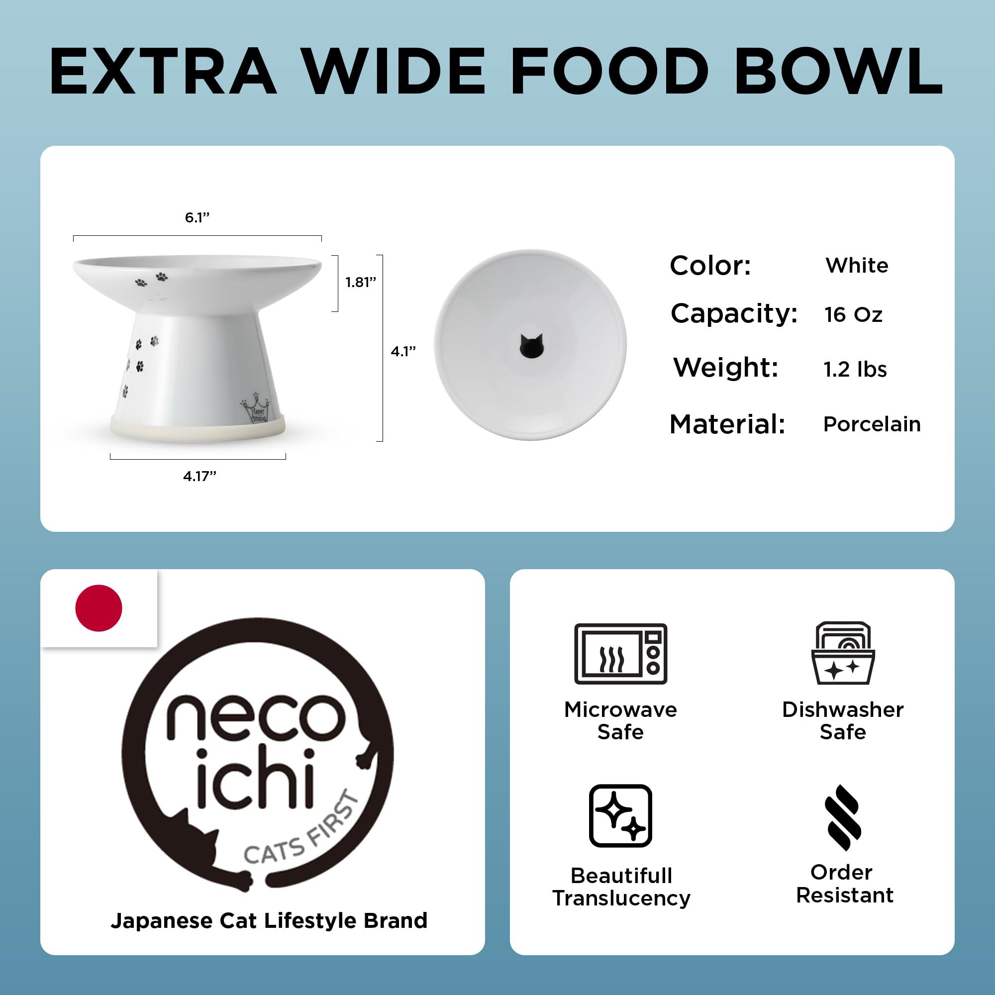 Necoichi capacidad de 2 tazas para comidas diarias
