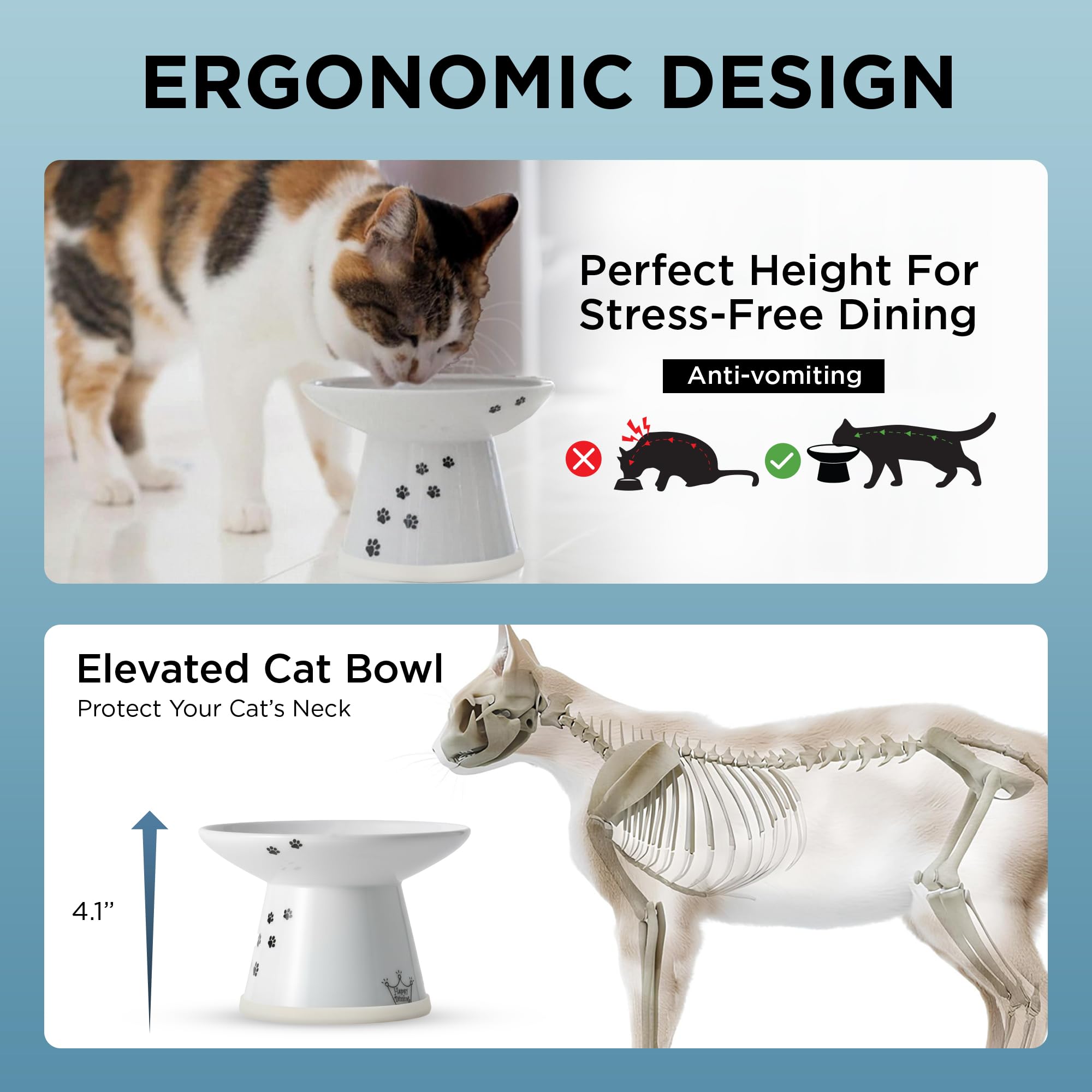 Necoichi cerámica segura sin plomo ni cadmio para gatos