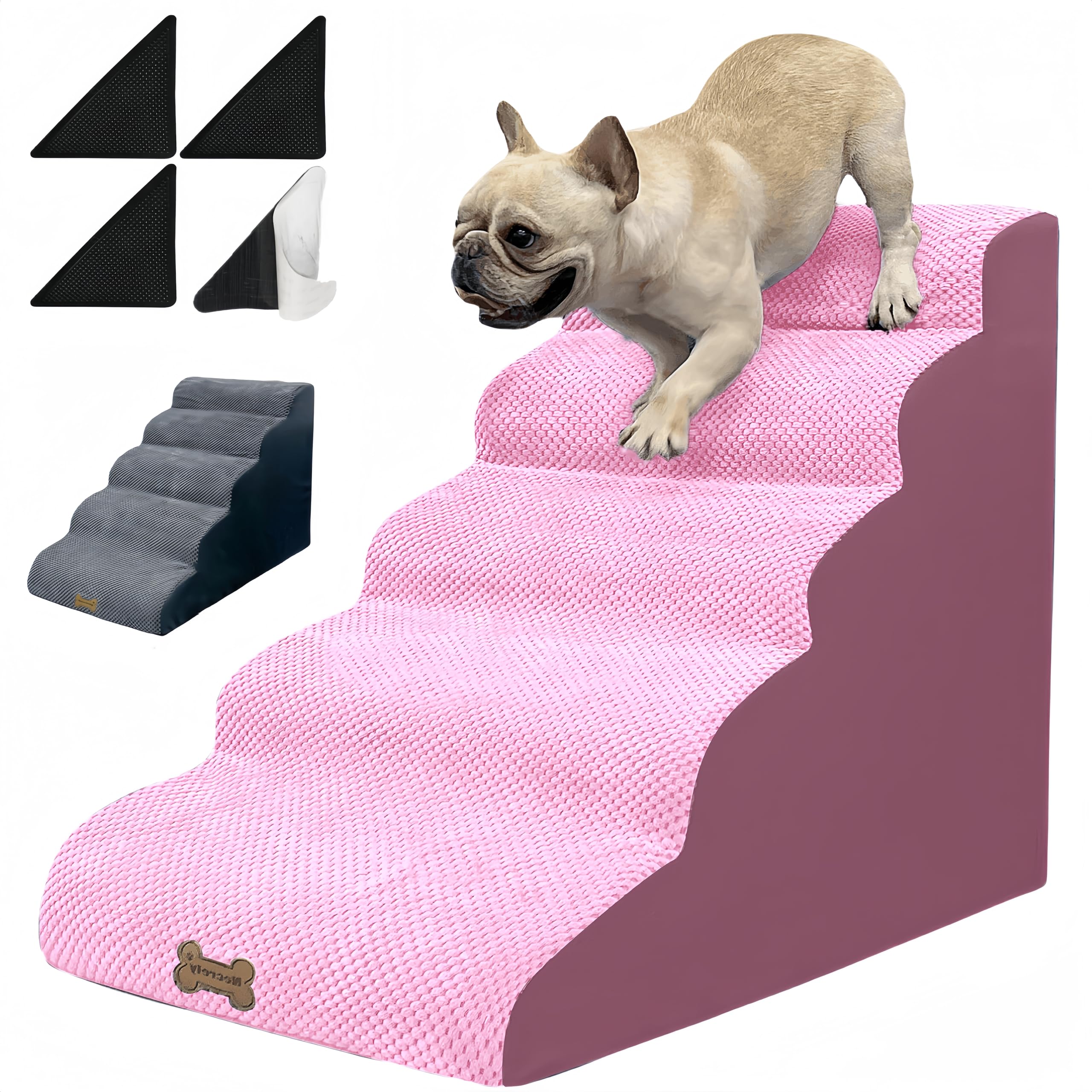 Necrely escalera para perros de 5 pasos, 24 pulgadas, ideal para camas altas.