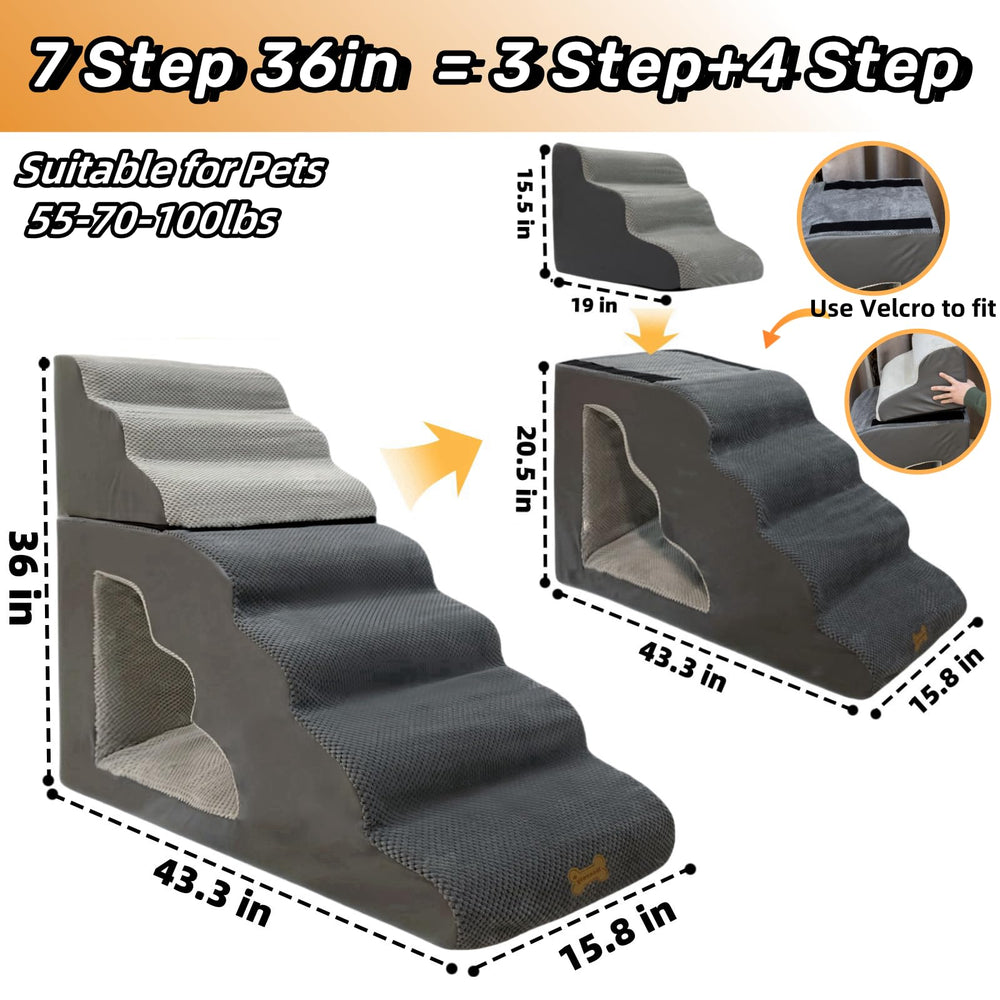 Necrely escalera para perros con curva de 35 grados para reducir esfuerzo