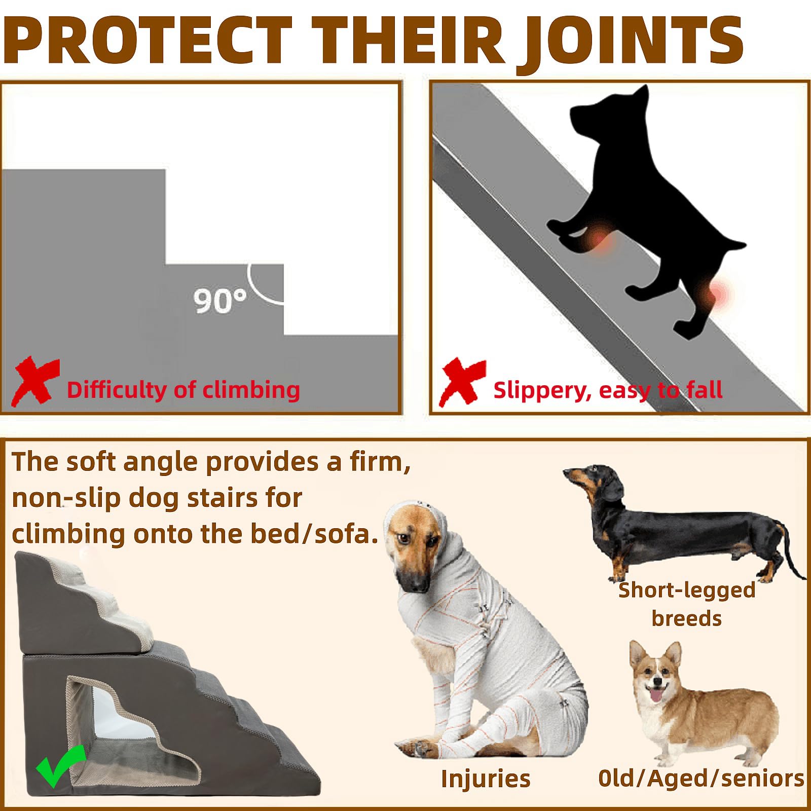 Necrely escalera para perros de múltiples alturas con 2 a 7 pasos