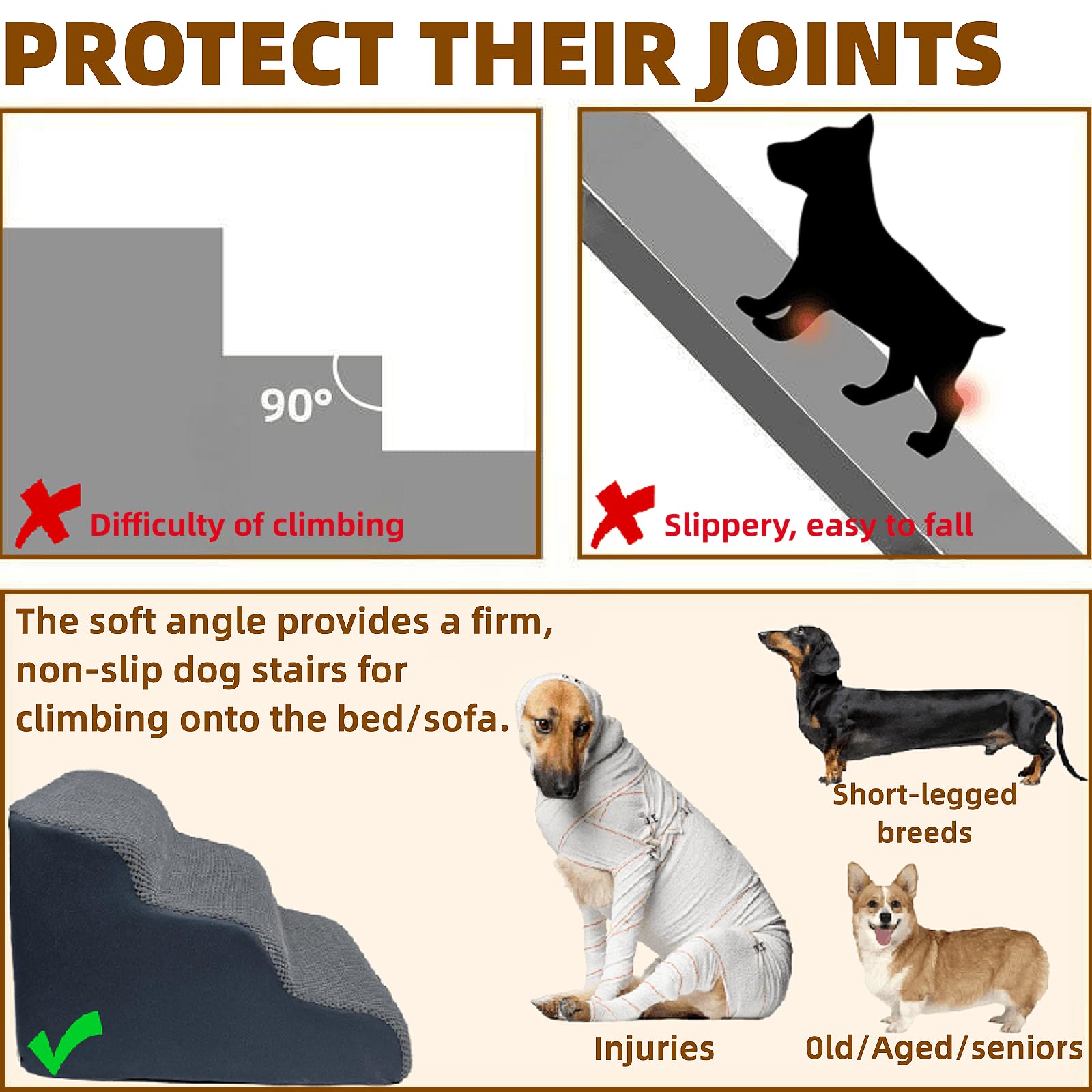 Necrely escalones para perros, altura de 24 pulgadas, aptos para muebles altos.