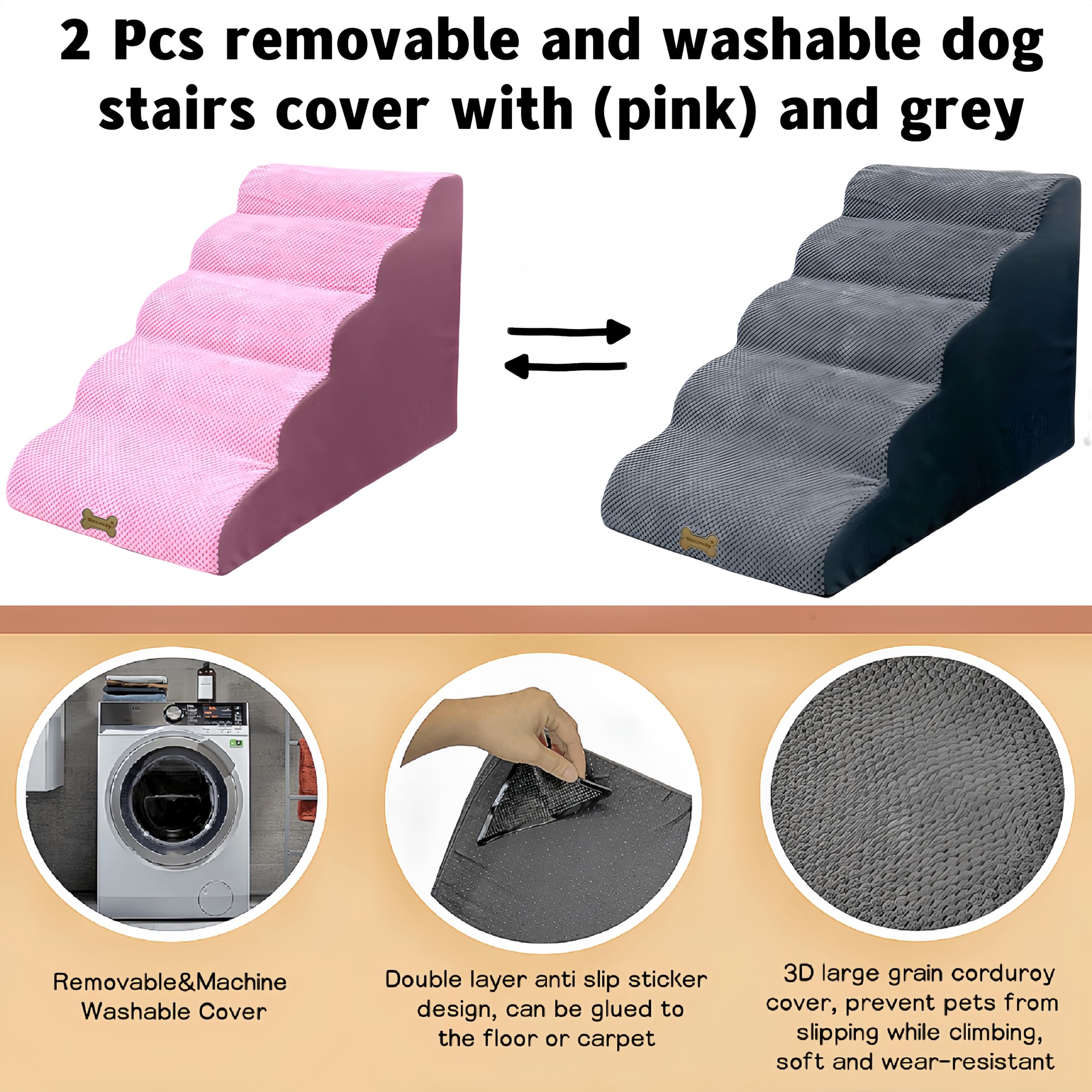 Necrely rampa para mascotas con diseño 33D antideslizante y subida fácil.