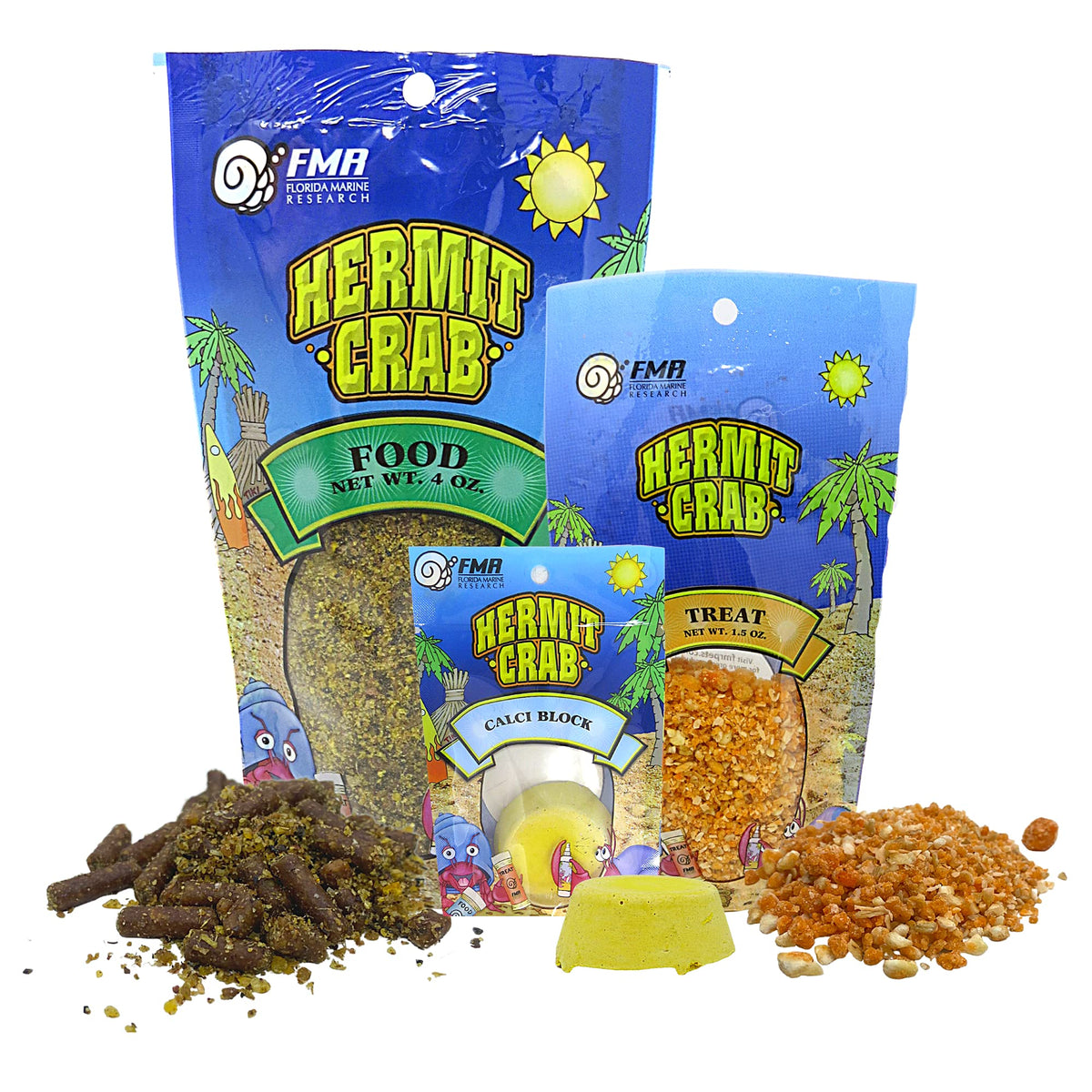Needzo alimento y calcio para cangrejo ermitaño, ideal para una dieta variada.
