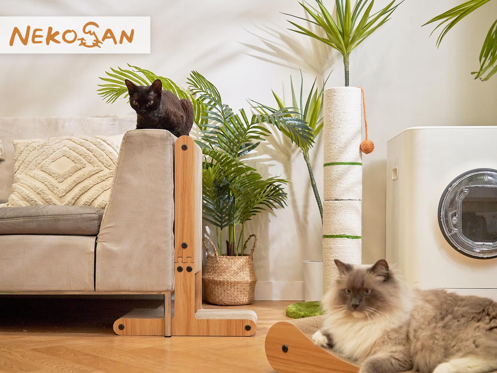 Nekosan rascador de gran tamaño ofrece amplio espacio para estirarse