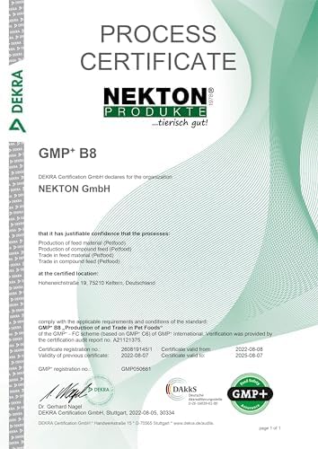 Nekton E: packaging y formato 600 g, conveniente para el cuidado continuo de aves.