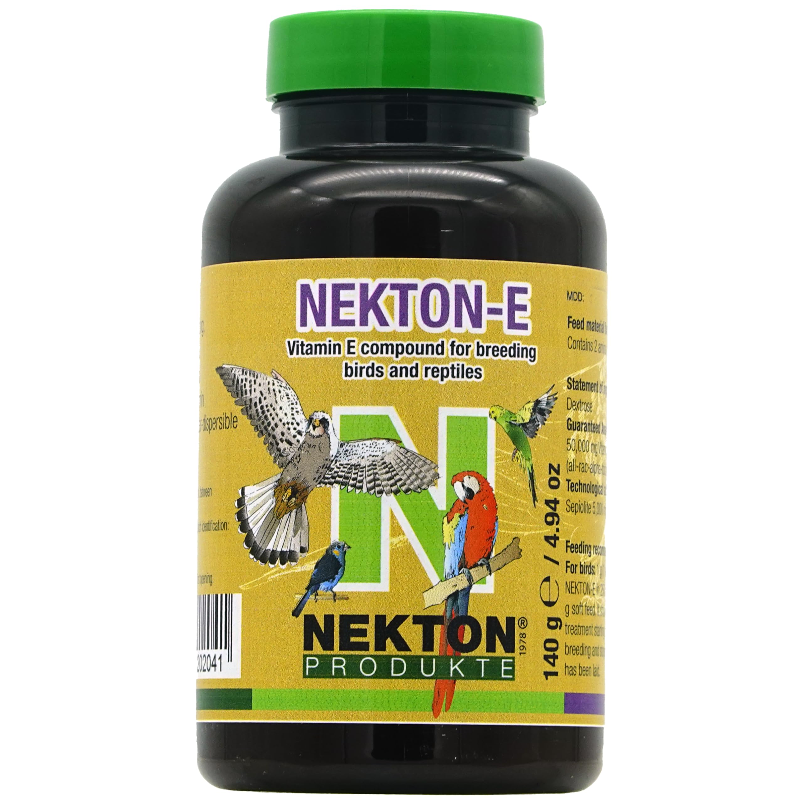 Nekton E para aves en botella: suplemento de vitamina E para bienestar diario.