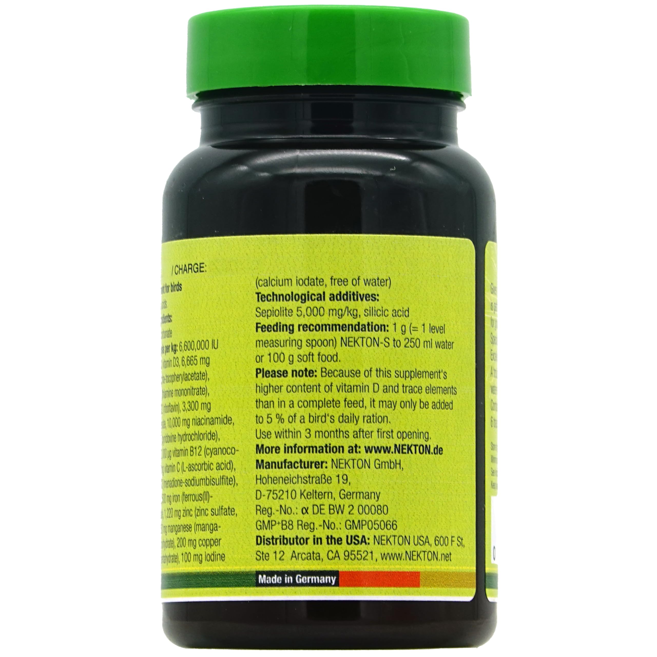 Nekton-S multivitamina para aves, dosis diaria: ayuda a prevenir deficiencias y mejora el valor nutricional.
