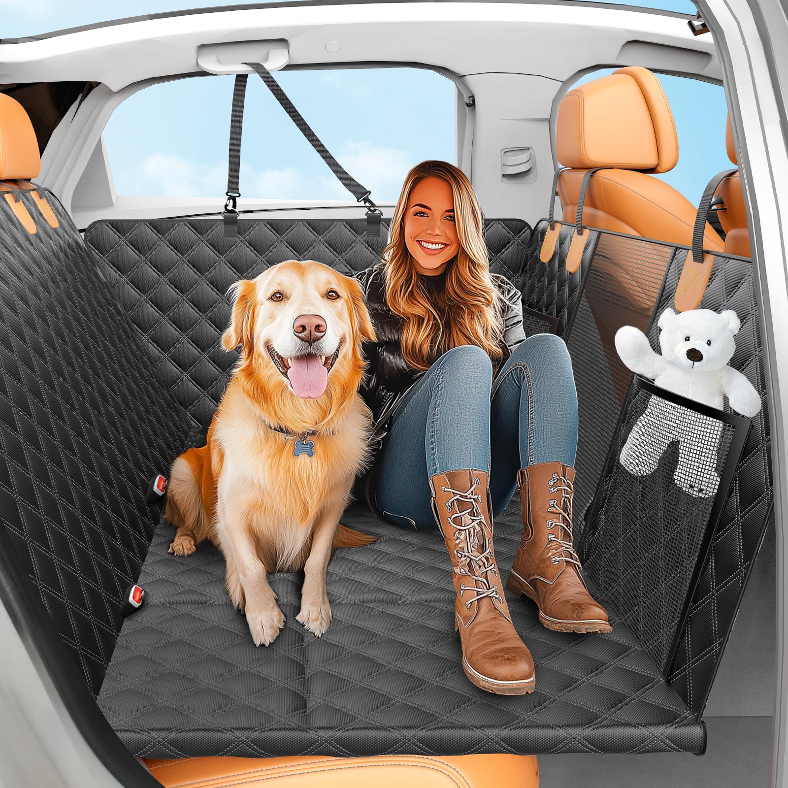 Nentik extensor para asiento trasero con base dura ofrece estabilidad para perros grandes