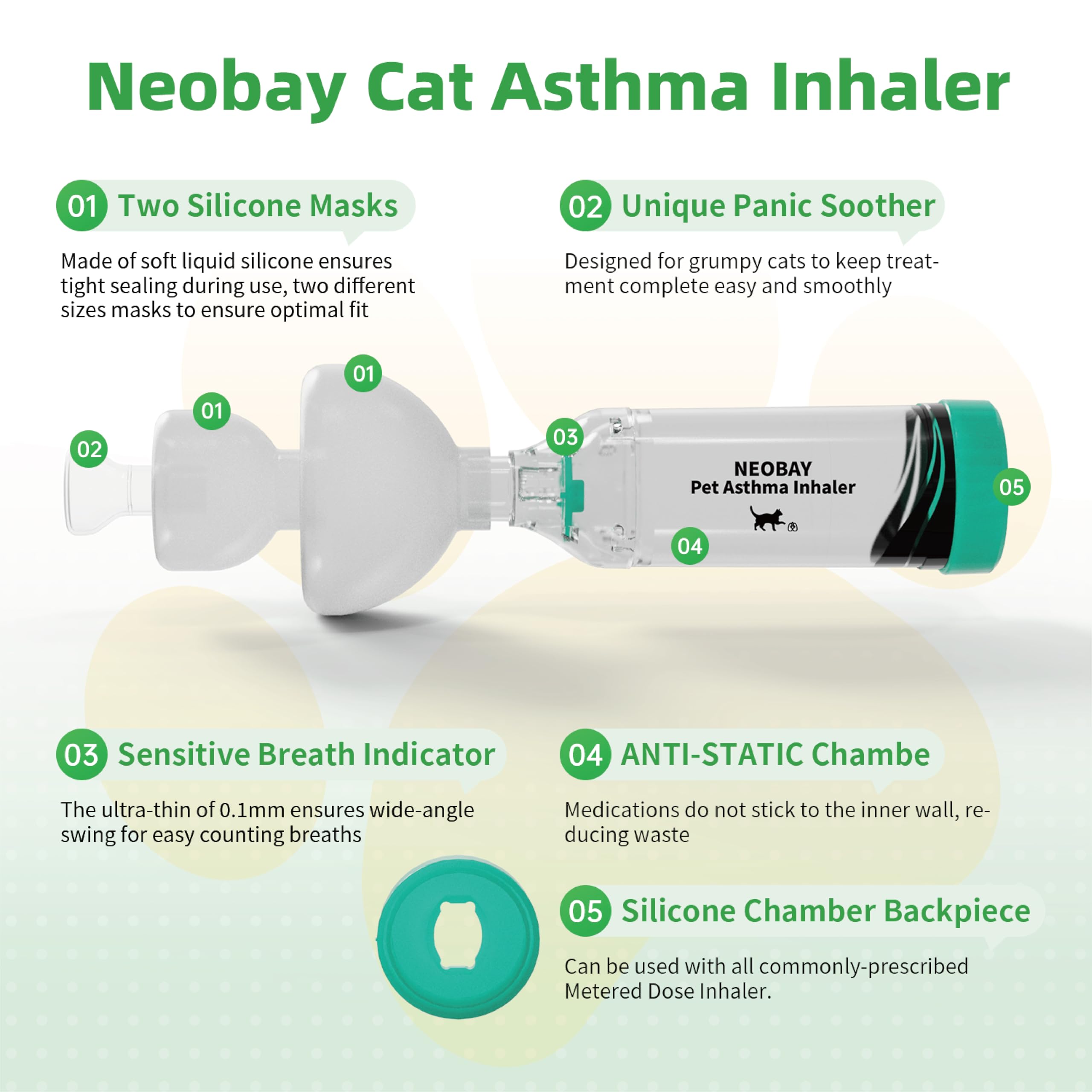 Neobay espaciador felino con dos mascaras pequeñas y medianas incluidas
