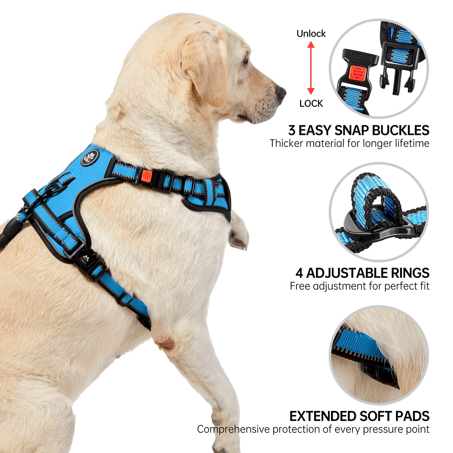 NESTROAD Arnés con clip frontal para control durante paseos y entrenamiento.