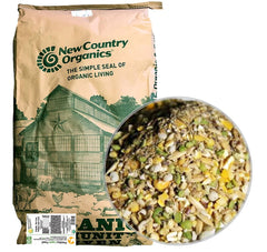 New Country Organics al alimento para ponedoras en bolsa de 25 lb, fácil de usar