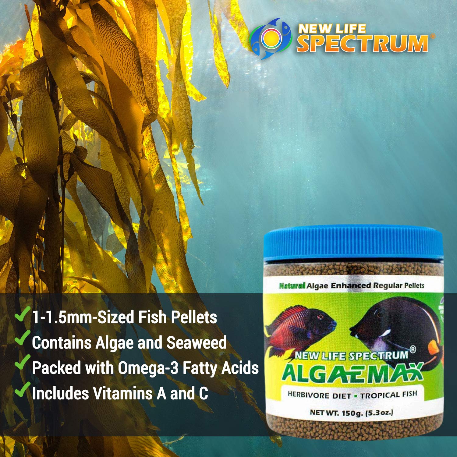 New Life Spectrum AlgaeMax Regular 150 g: producido en EE. UU. para calidad