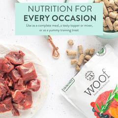 The New Zealand Natural Pet Food Co Woof ingredientes de alta calidad con superalimentos