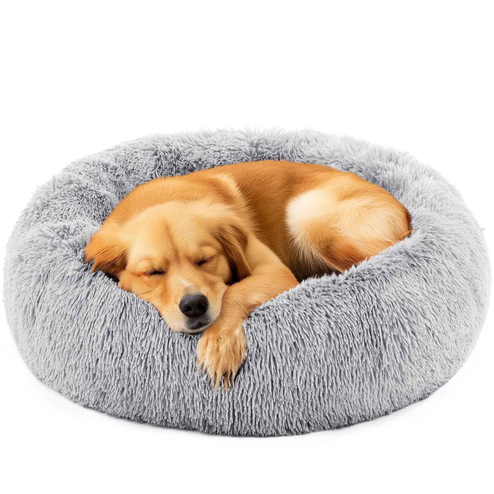 Cama NEWBULIG donut calma para perros, refugio suave y reconfortante