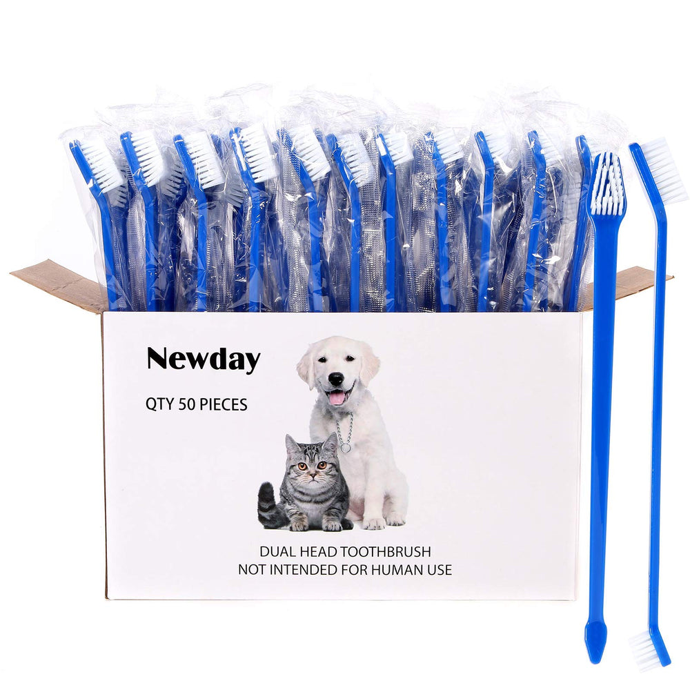 Newday cepillo dental de doble cabeza para perros y gatos en azul, limpieza eficiente