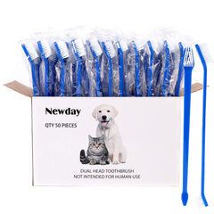 Newday cepillo dental de doble cabeza para perros y gatos en azul, limpieza eficiente
