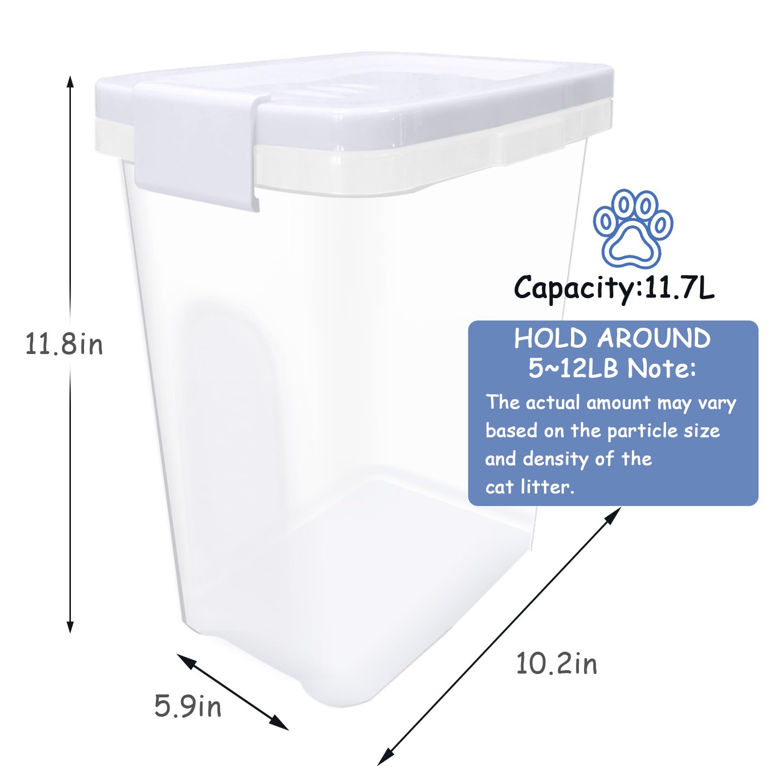 Newivi contenedor para arena de gatos con capacidad grande y boquilla para verter.