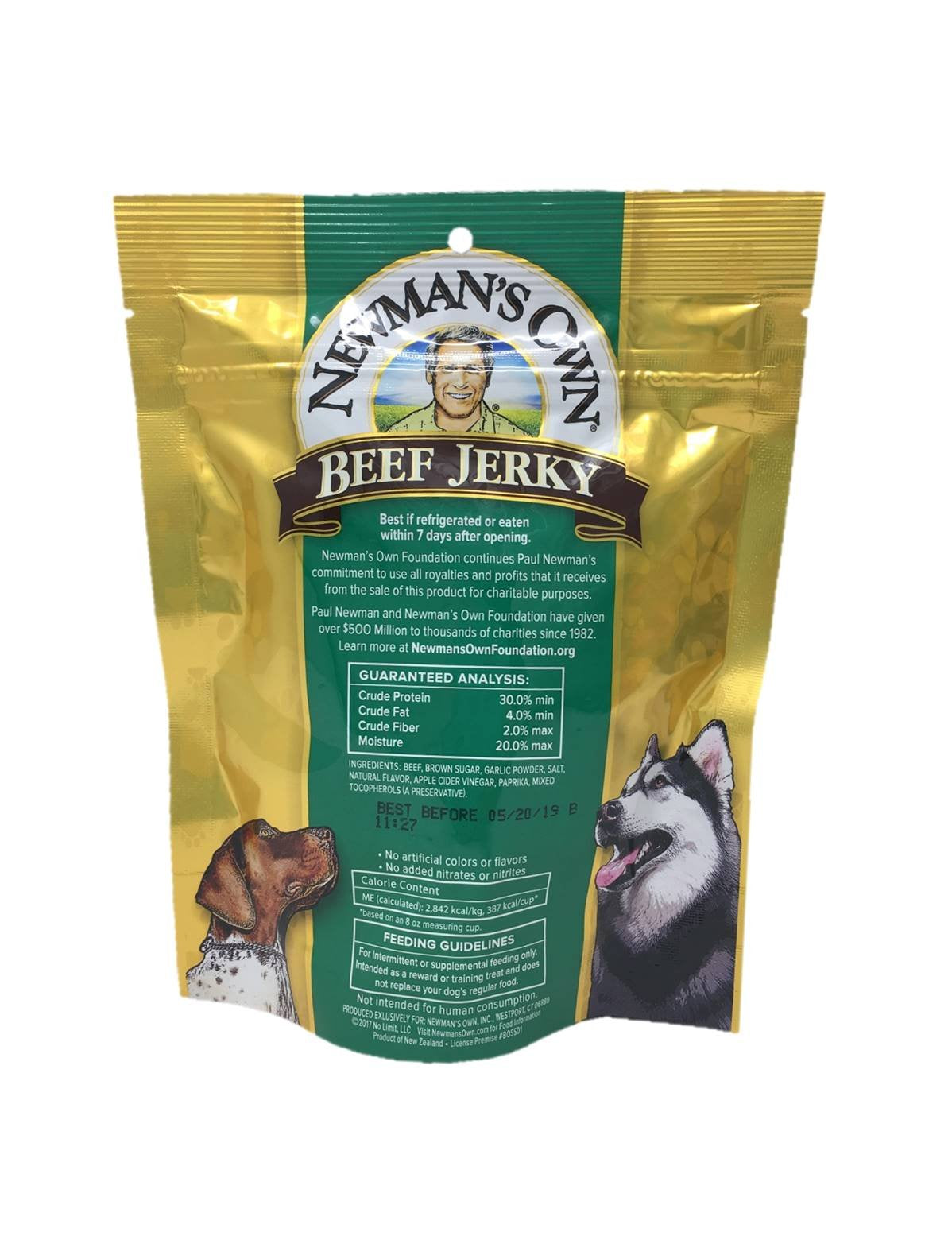 Newman's Own envase seguro para almacenar premios de perro.