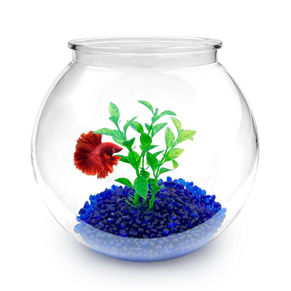 Newpol mini acuario plástico, tanque redondo, ideal para betta, vista desde múltiples ángulos