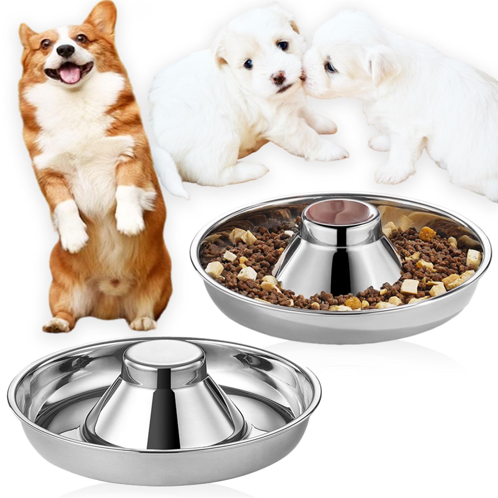 Tazones dobles Nexboraque para cachorros, ideal para alimentar dos crías a la vez