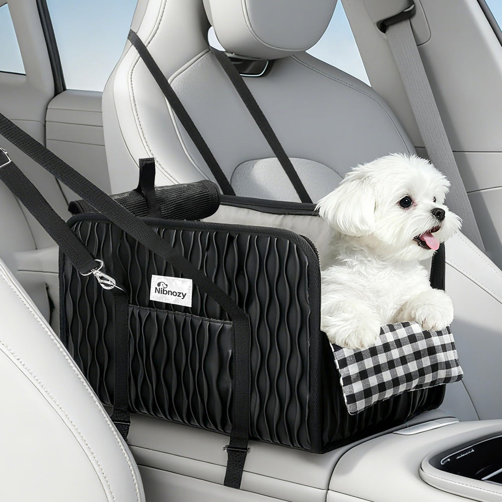 Nibnozy asiento-consola para perro pequeño, ajuste seguro en el coche.