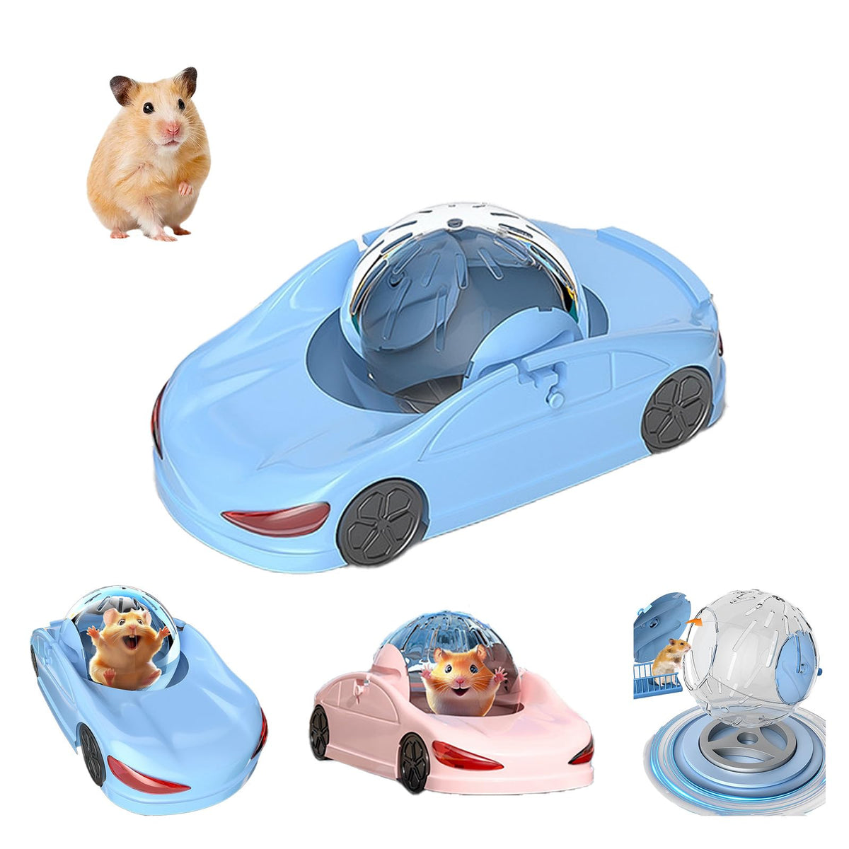 Nicerice coche hamster frontal: diseño deportivo para entretenimiento interactivo en casa.