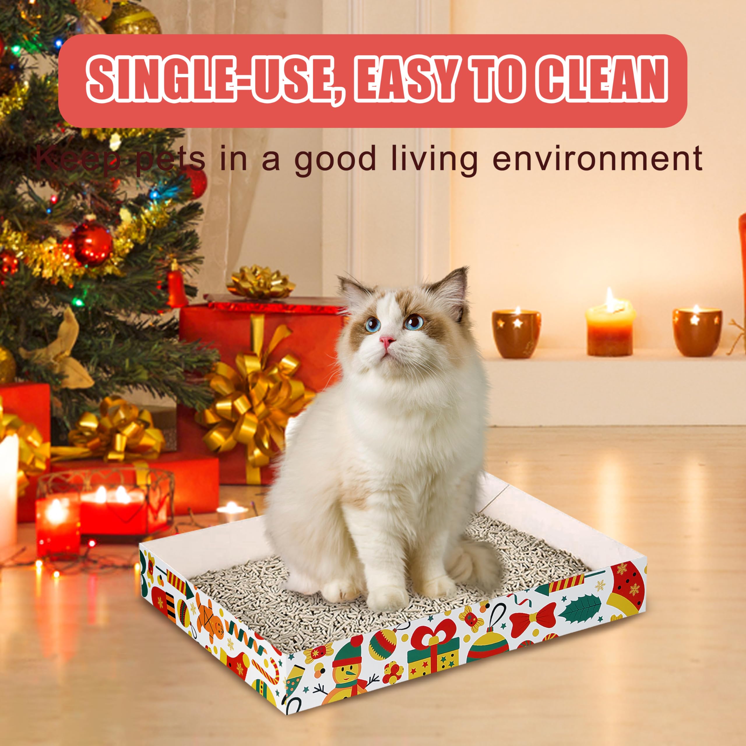 NICERINC PET decoración navideña portátil para caja de arena y casa