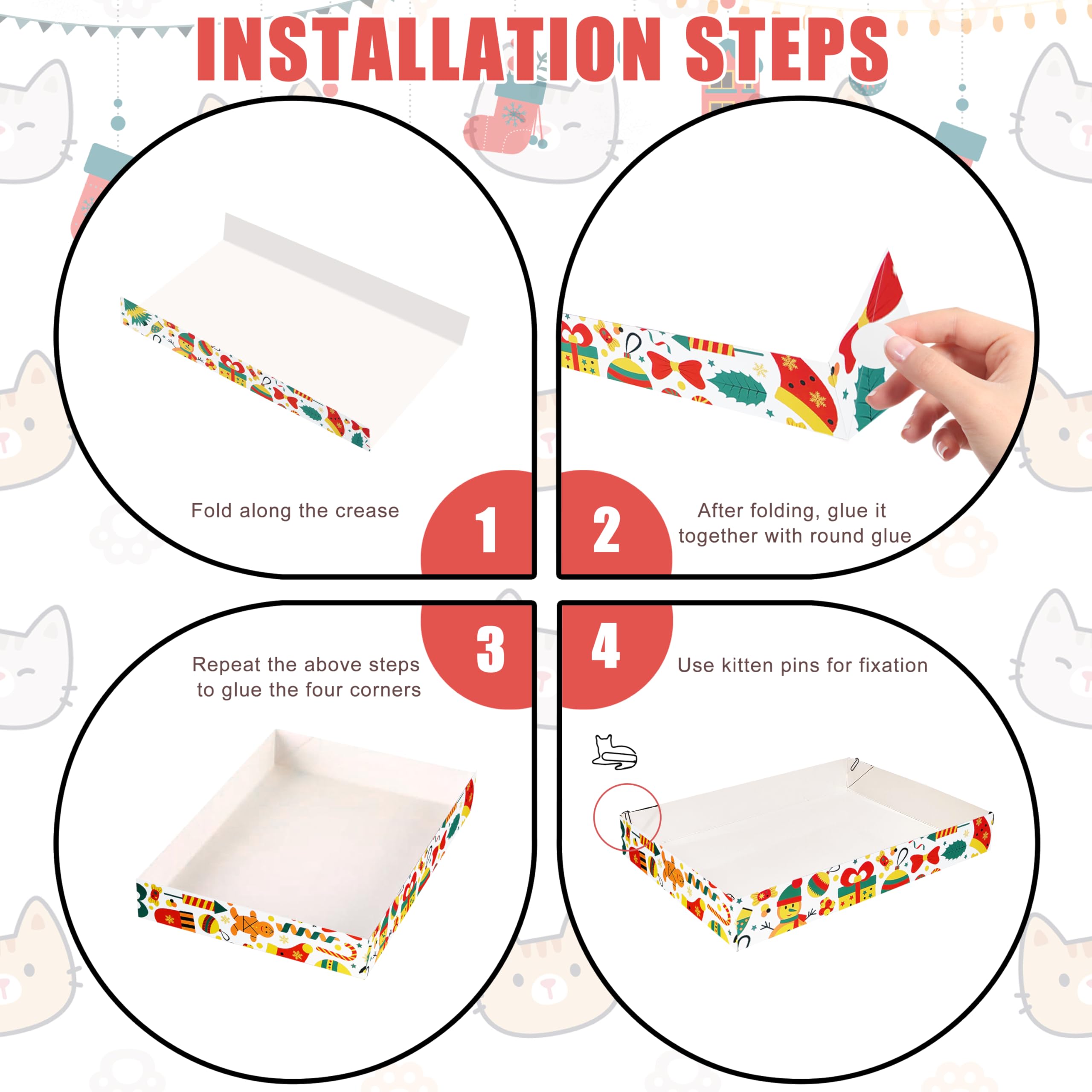 NICERINC PET caja litter navidad con entrada baja, facilita el acceso del gato