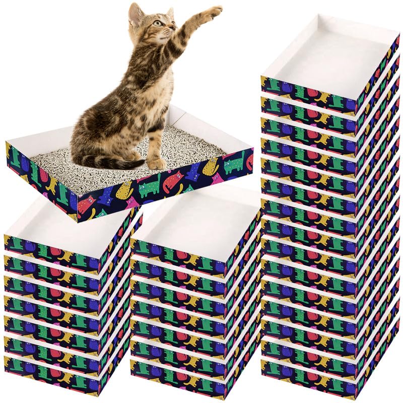 NICERINC PET pack de 30 bandejas desechables para gato, ideal para cambios rápidos.