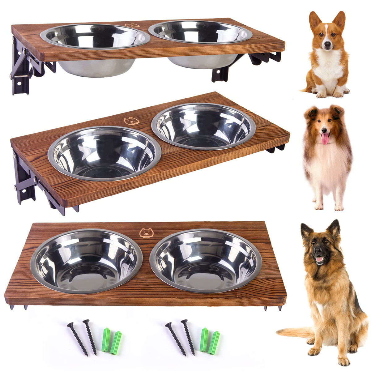 NICERINC PET soporte cuenco perro pared estable y altura ajustable.