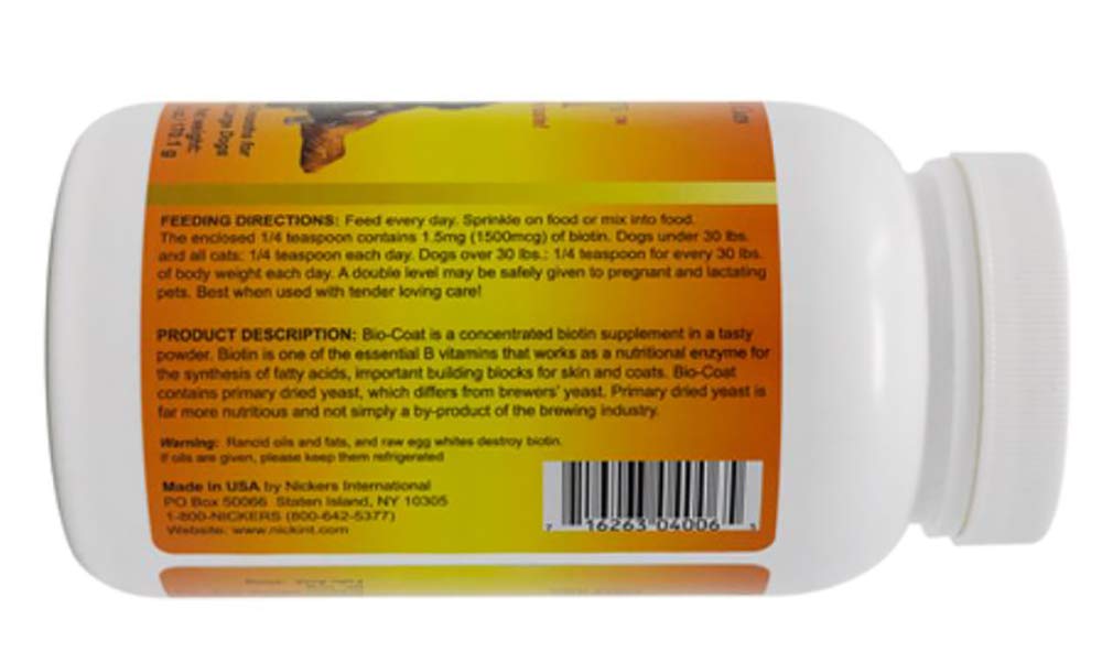 Nickers Bio Coat uso diario, fácil de incorporar en comida para apoyar piel y pelaje.