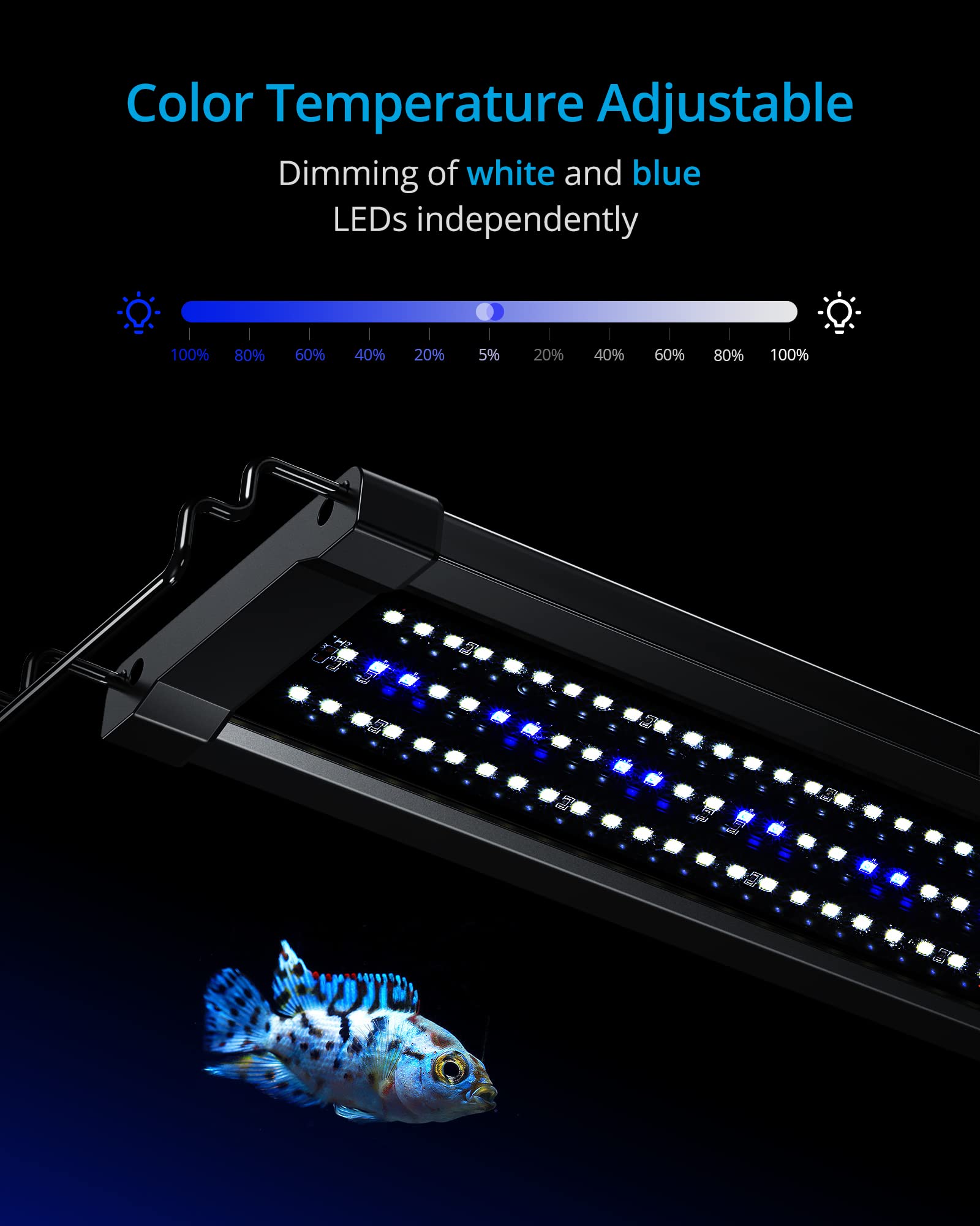 NICREW ClassicLED Gen 2: temporizador 8/10/12 h con rampa suave.