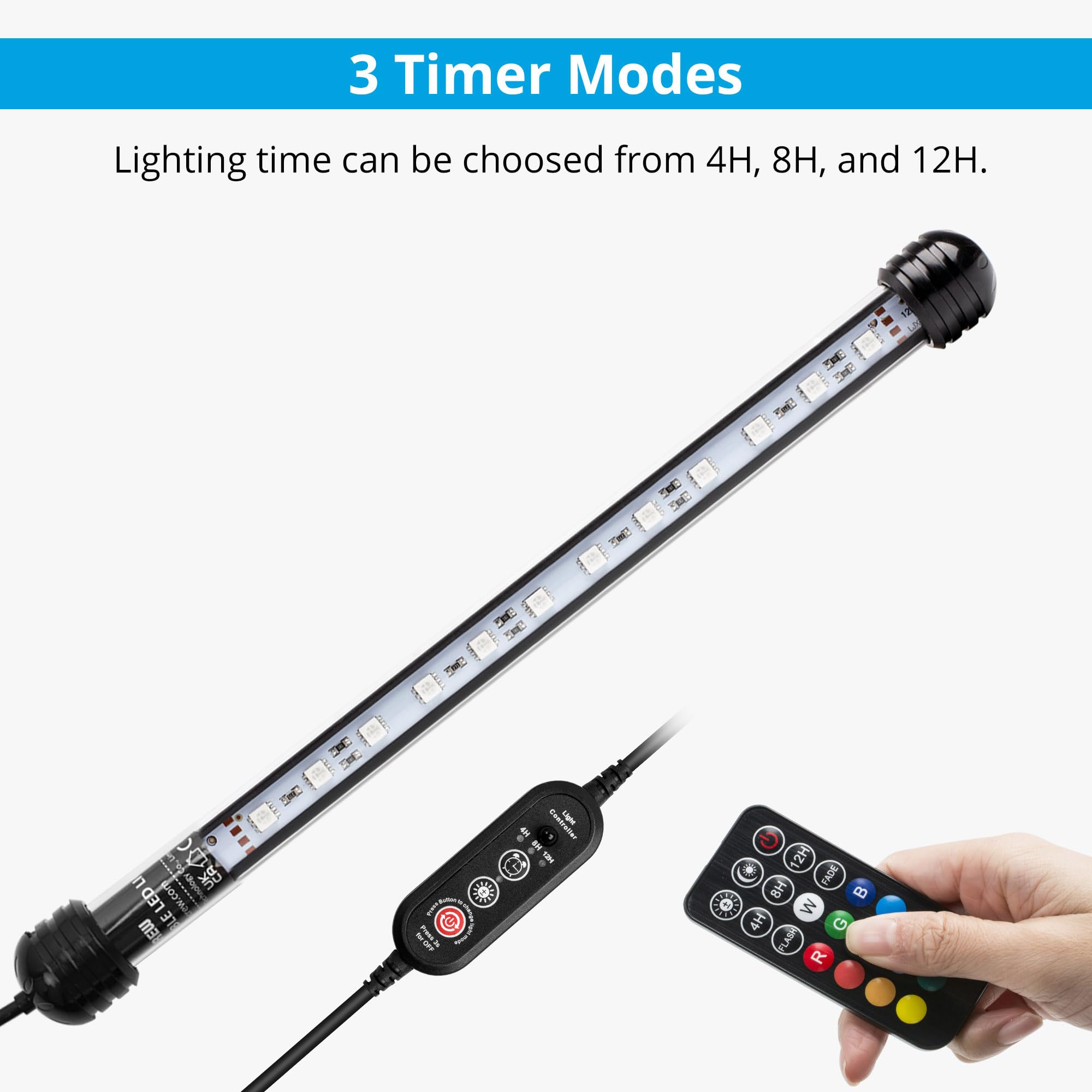 NICREW iluminación con 5 niveles de intensidad para acuarios de 11 pulgadas.