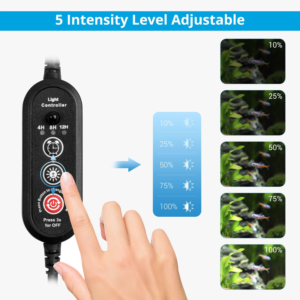 NICREW LED acuario 11 pulgadas, efecto amanecer y atardecer para crear ambiente natural.