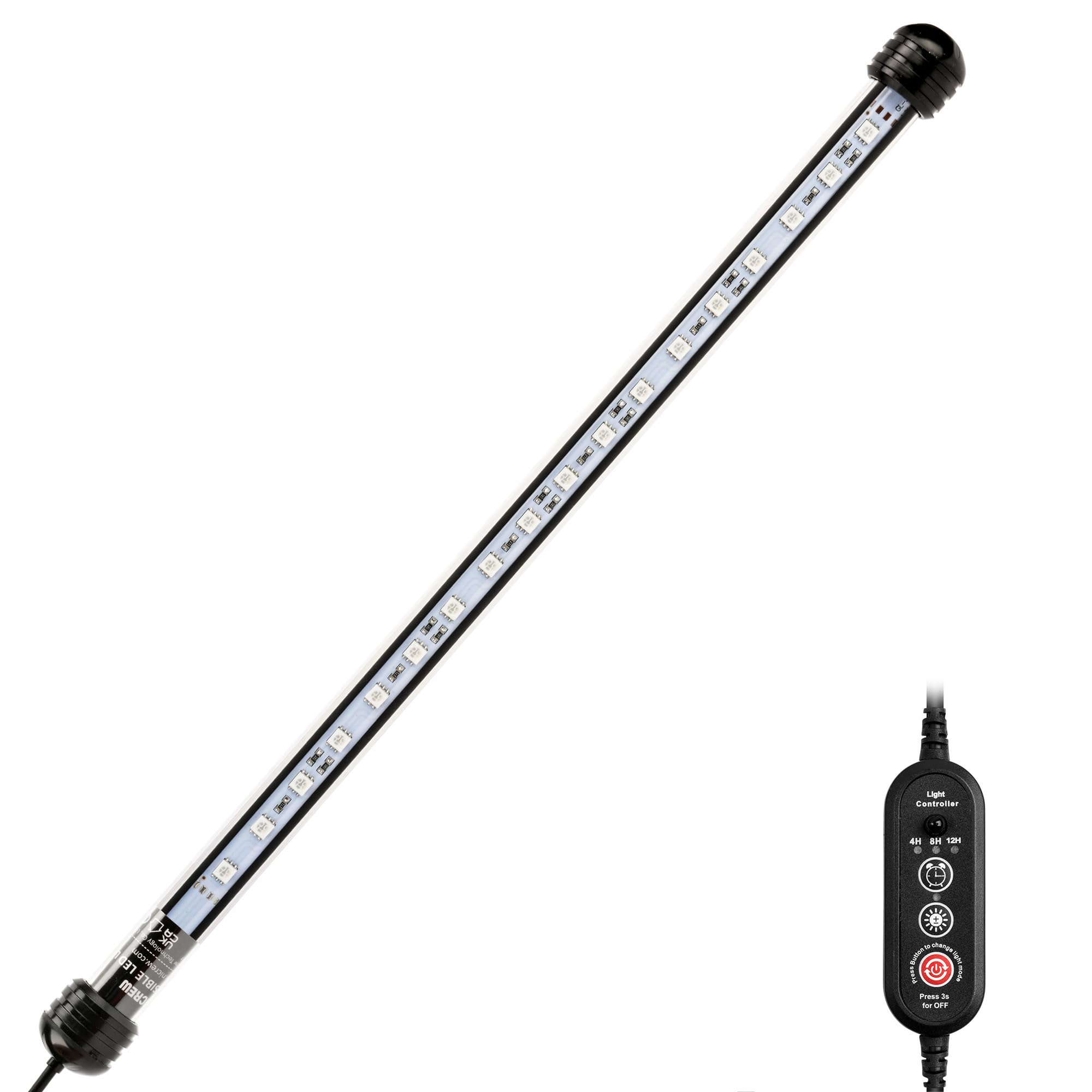 Luz NICREW para acuario de 15 pulgadas con colores vibrantes.