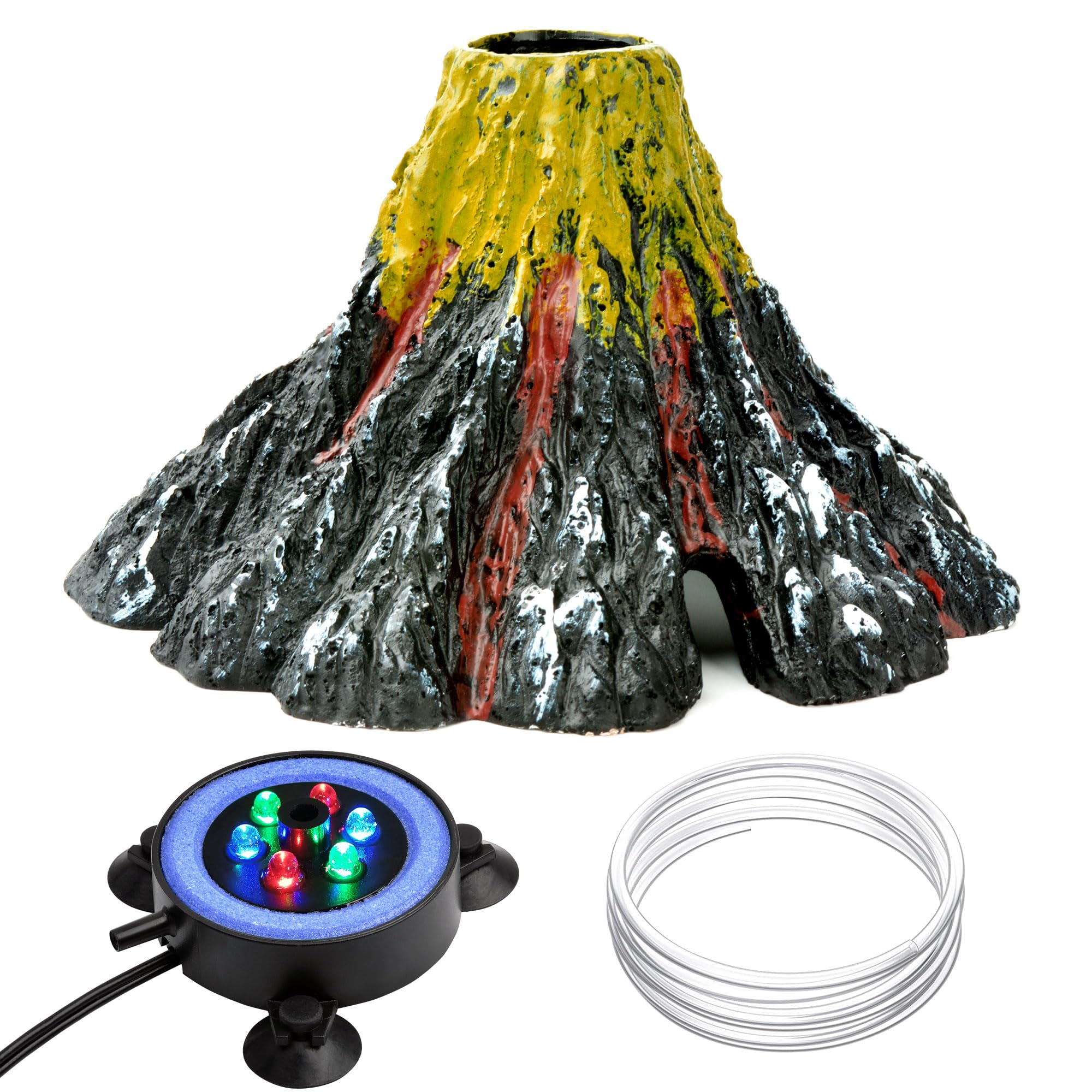 NICREW volcán adorno para acuario con burbujas y iluminación atractiva