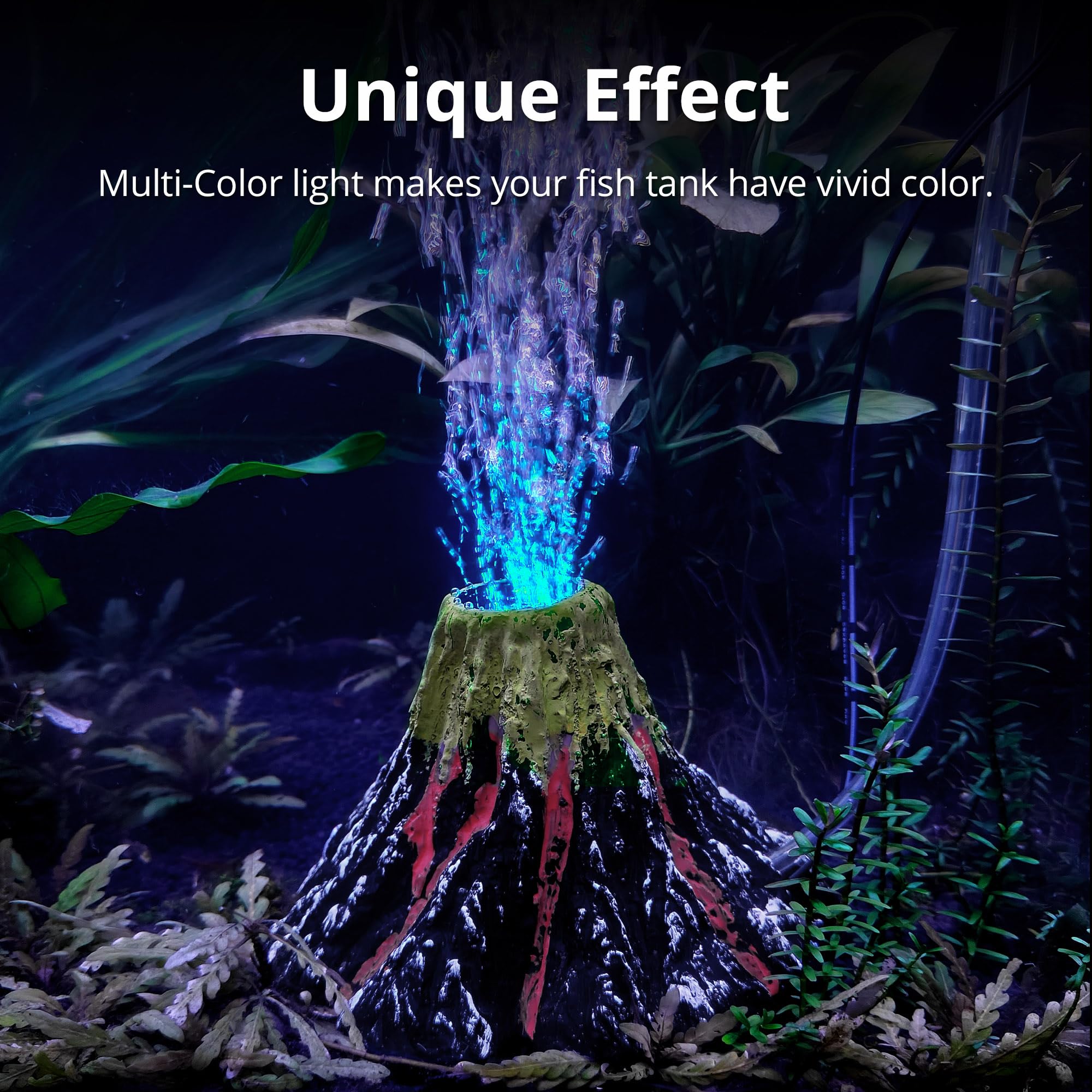 NICREW adorno volcán para acuario con LED multicolor en transición suave