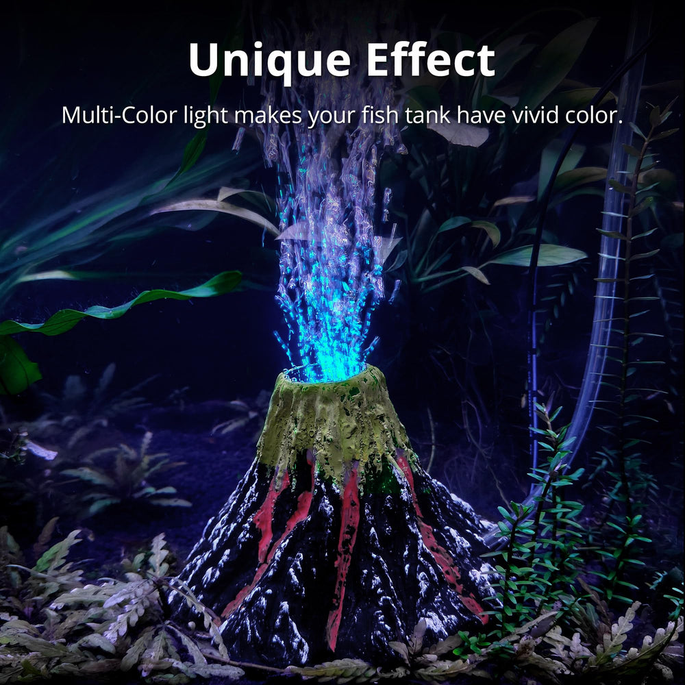 NICREW adorno volcán para acuario con LED multicolor en transición suave